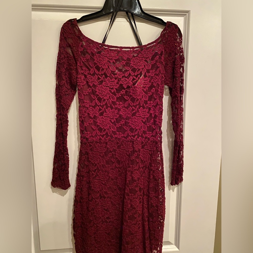 Burgundy Lace Cocktail Dress